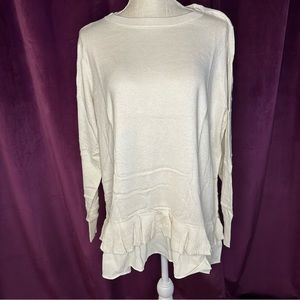 Cream Sweater with Ruffle Hem, 1X